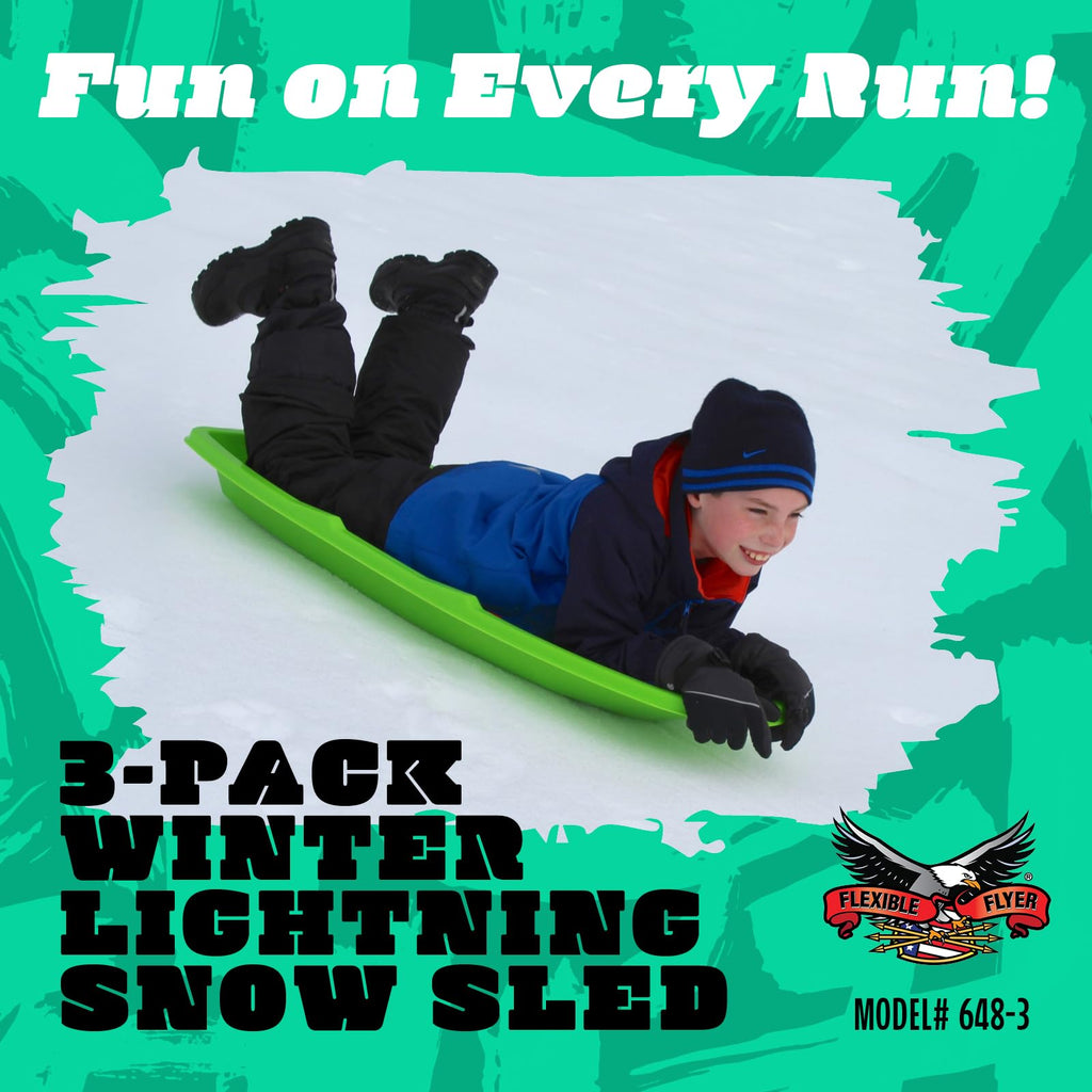 48 Inch Toboggan Style Plastic Snow Sled 3-Pack G61138