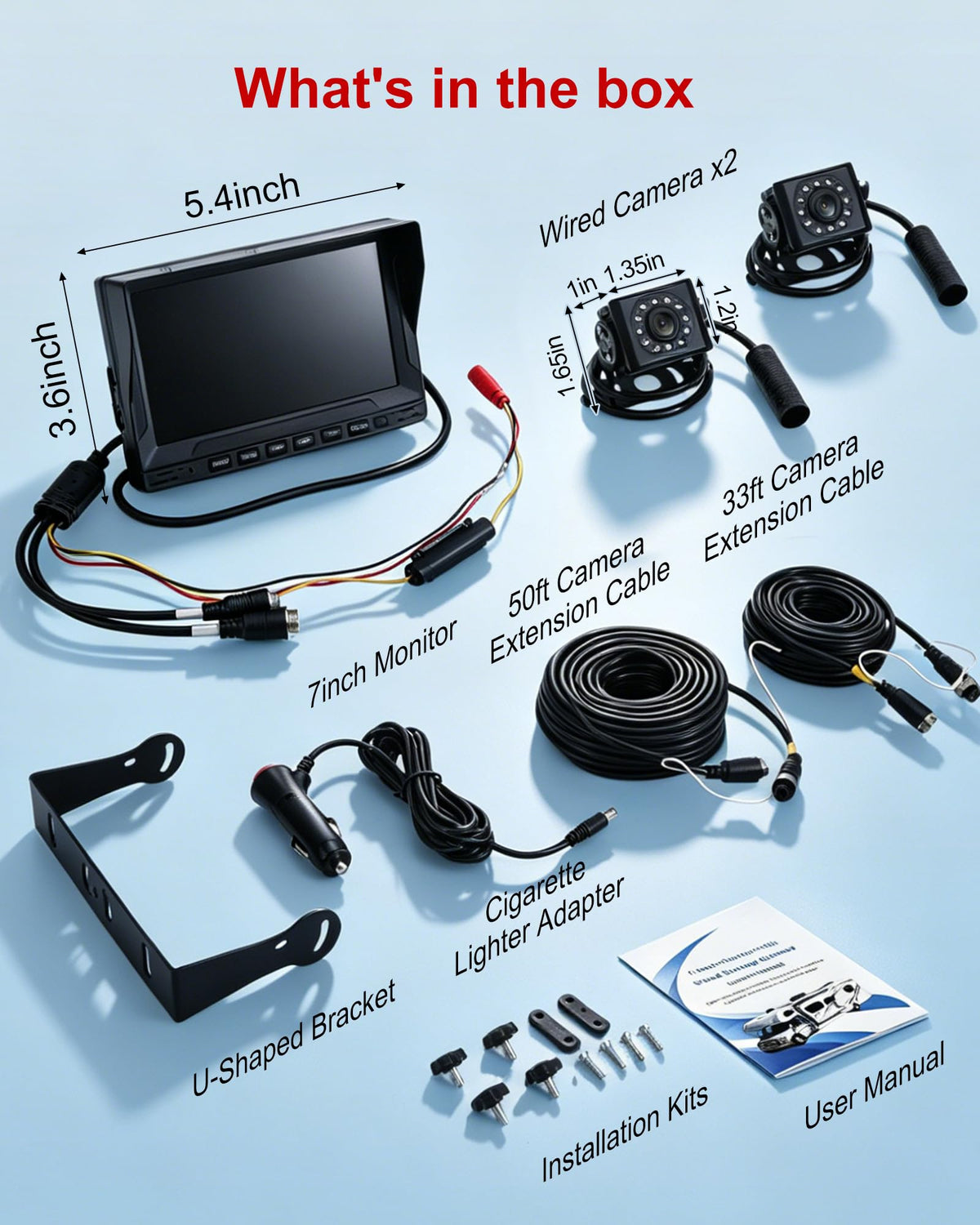Dual RV Backup Camera System with 7" Split Screen Monitor Z39499