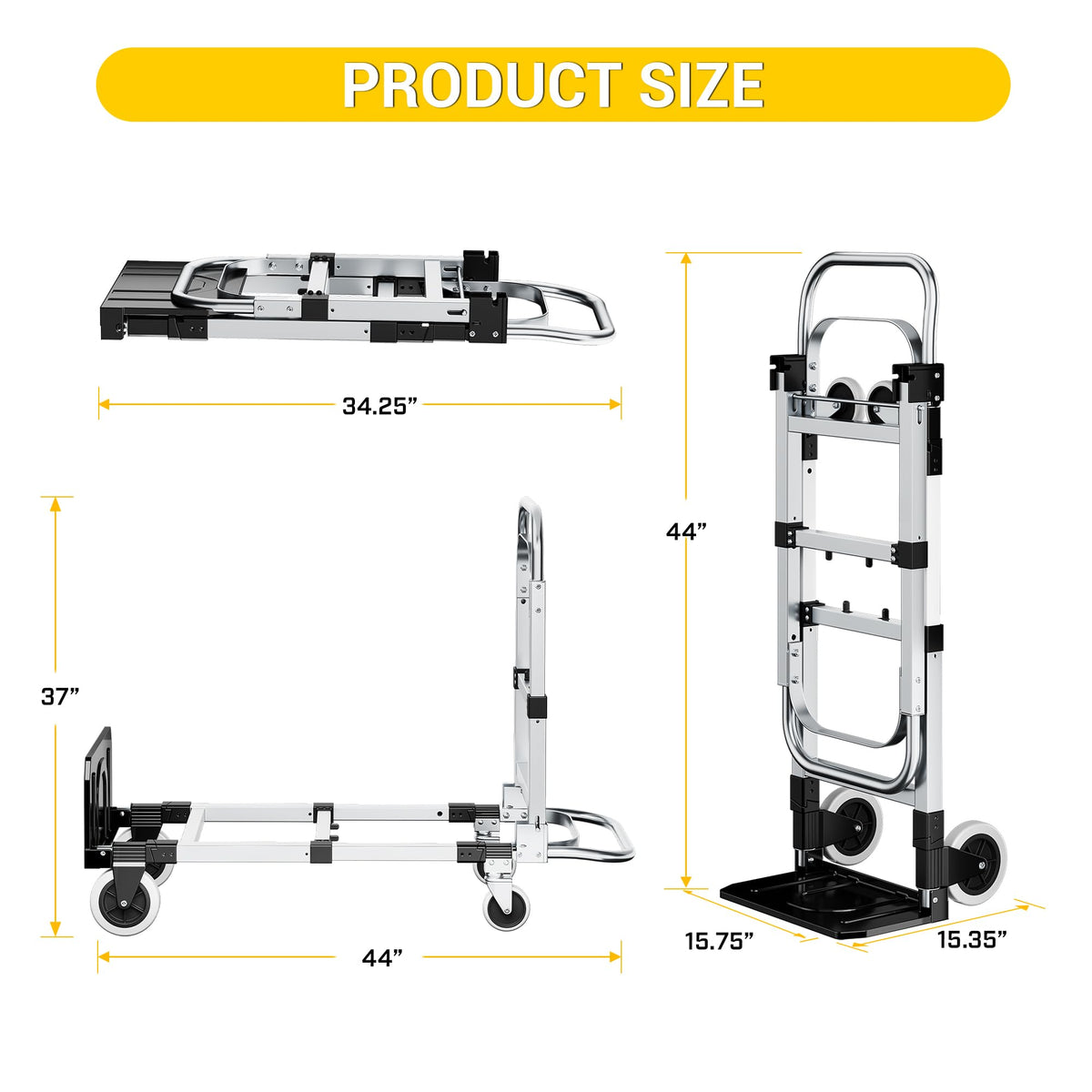 3 in 1 Folding Hand Truck 600lbs Capacity Heavy Duty K41875