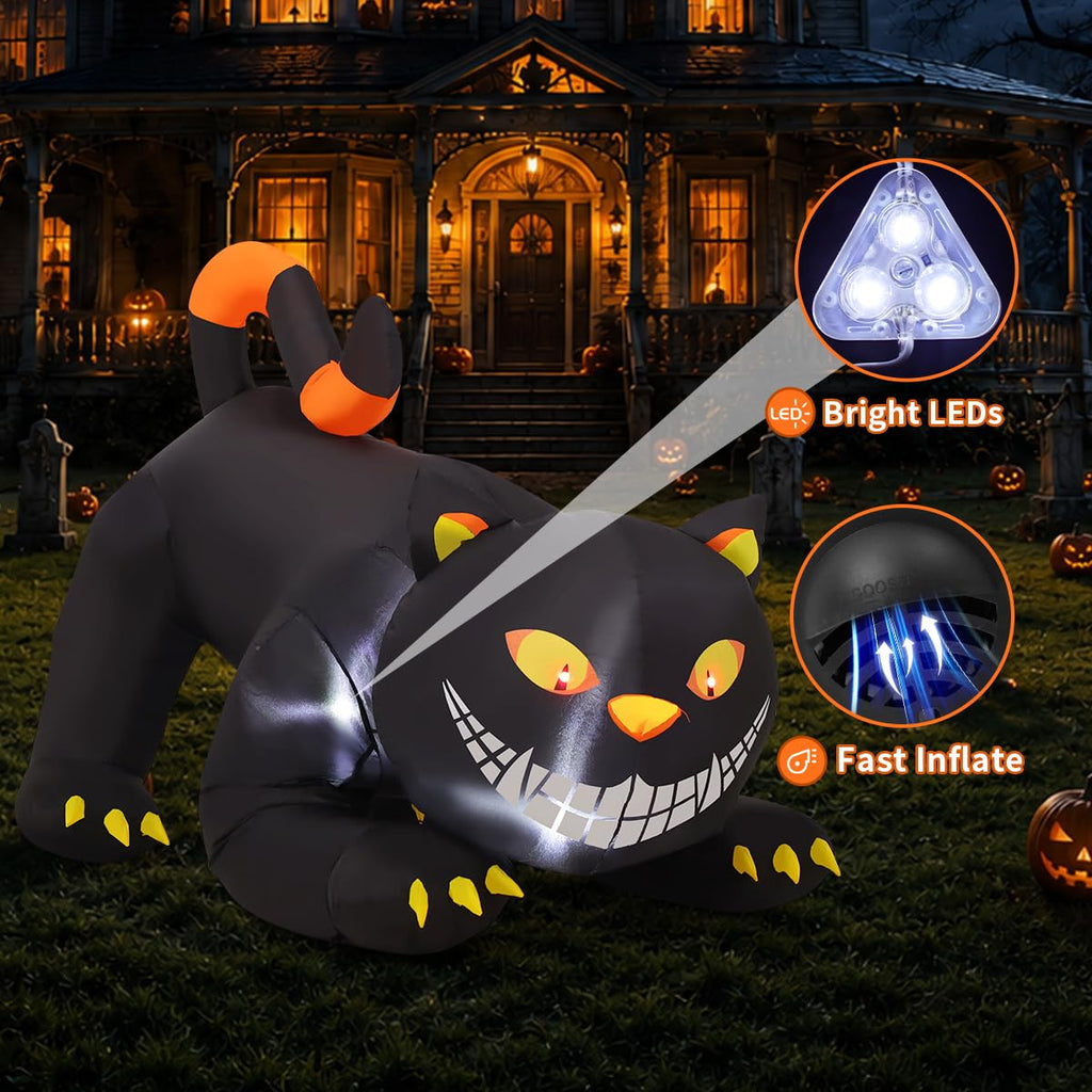 6 FT Halloween Inflatable Black Cat with LED Lights V5800