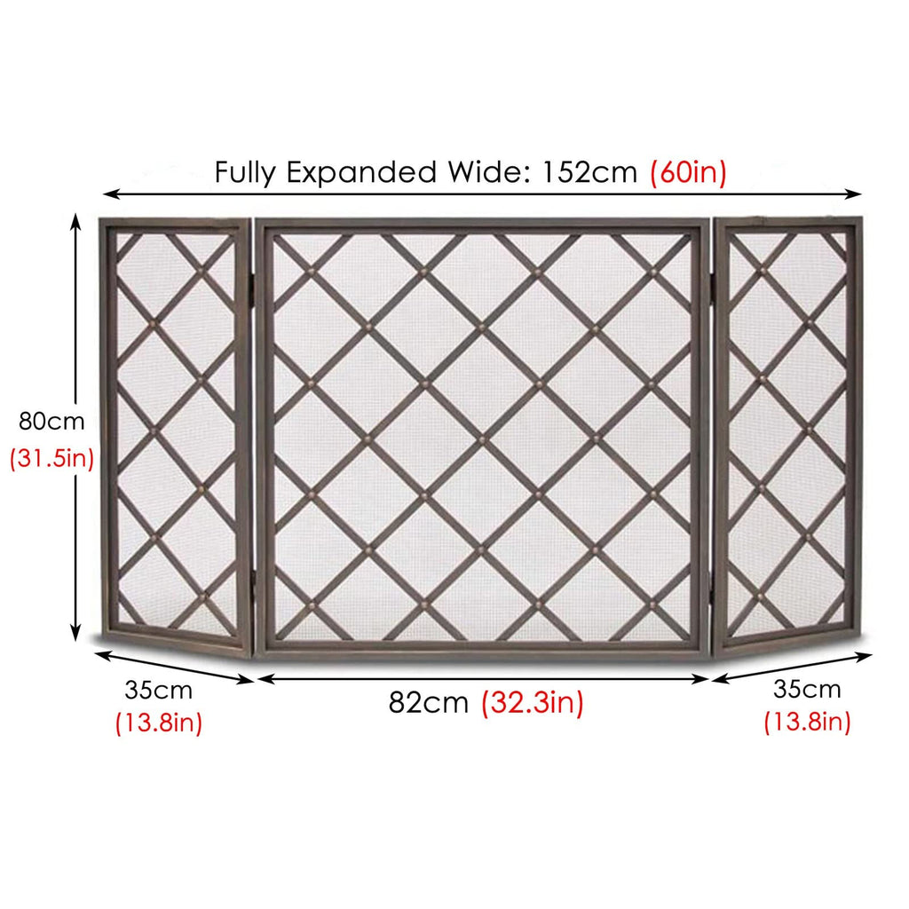 60 Inch Black 3 Panel Fireplace Screen H970149