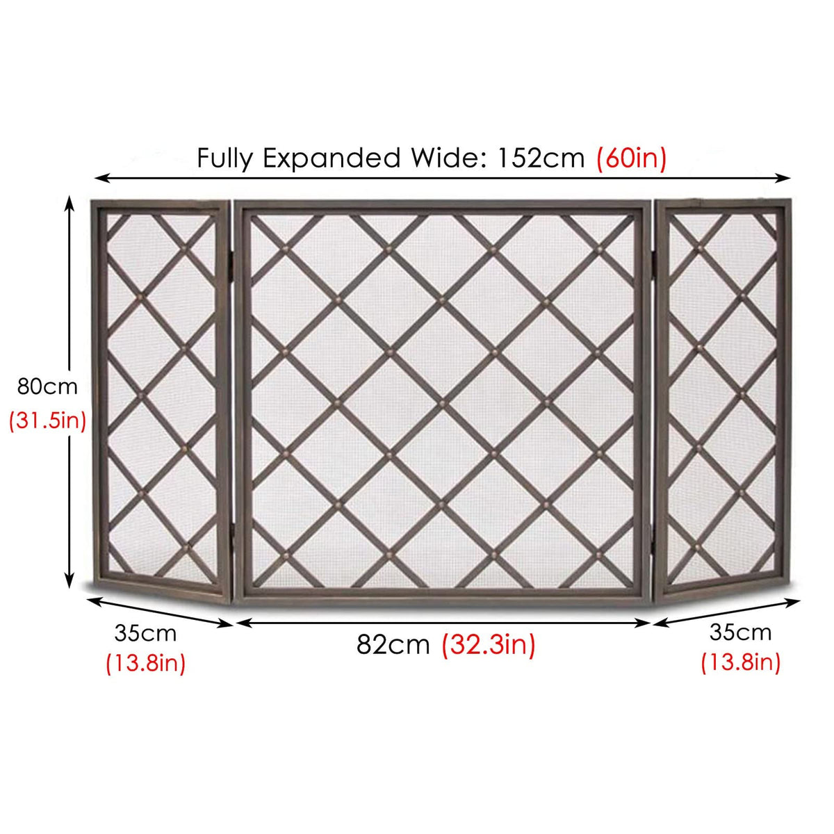 60 Inch Black 3 Panel Fireplace Screen H970149