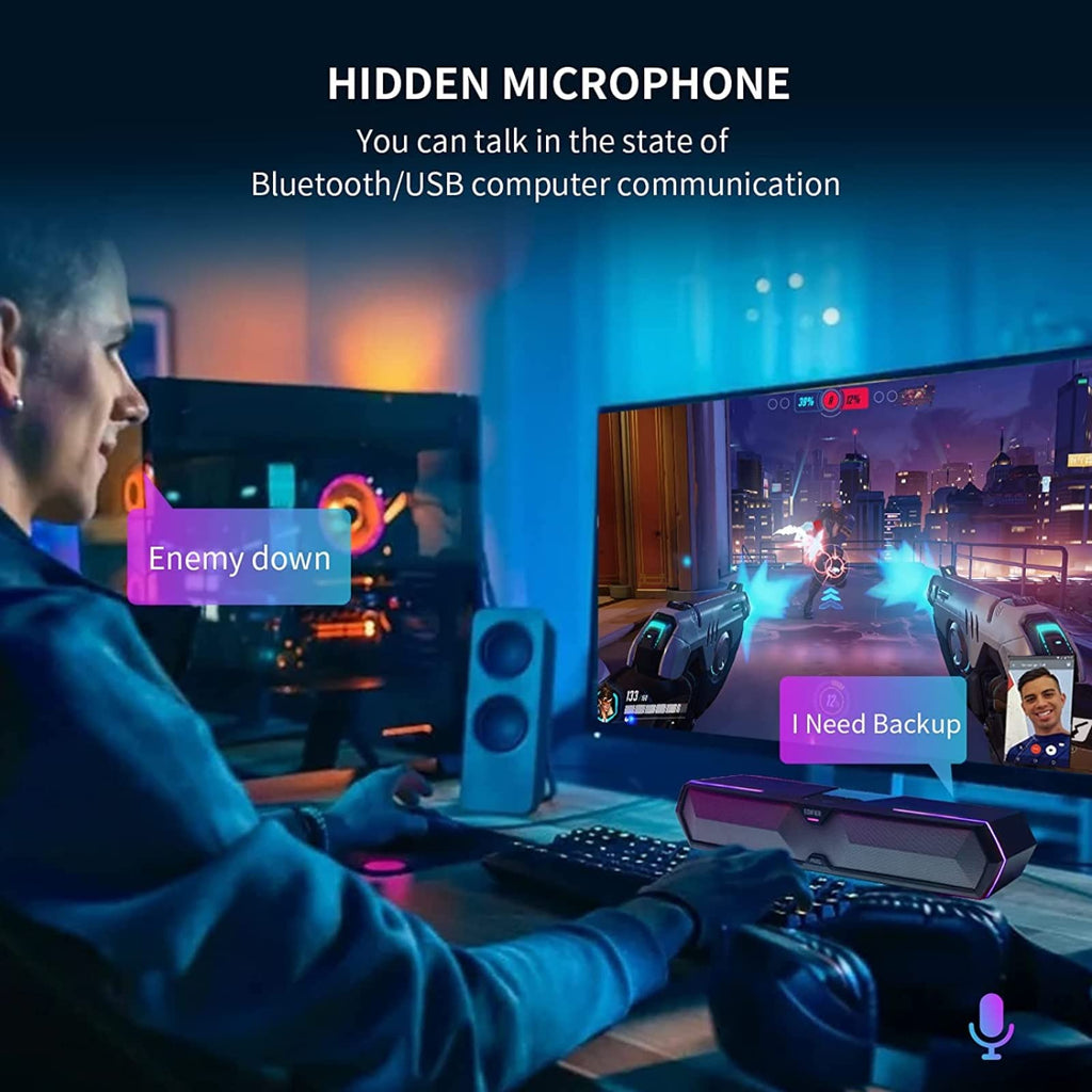 Computer Sound Bar with Deep Bass RGB Microphone Bluetooth 5.3 USB S30418