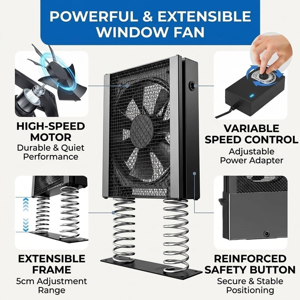 Window Exhaust Fan Reversible Airflow Variable Speed Retractable H384507