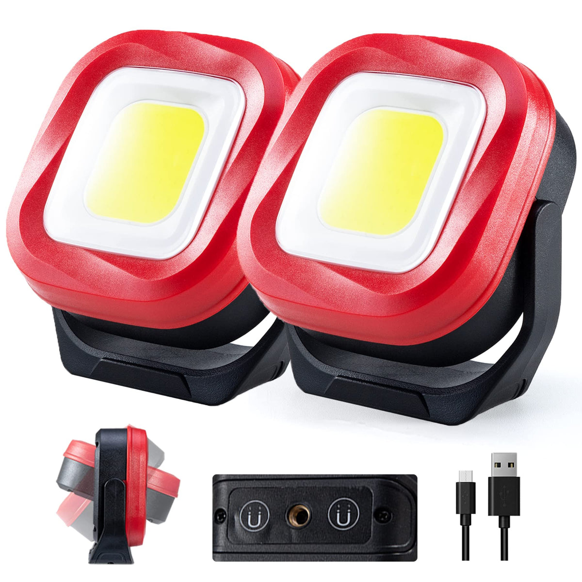 Magnetic Work Light, 42 LEDs 1000 Lumens Rechargeable Portable Inspection Light (2 PCS) I438540