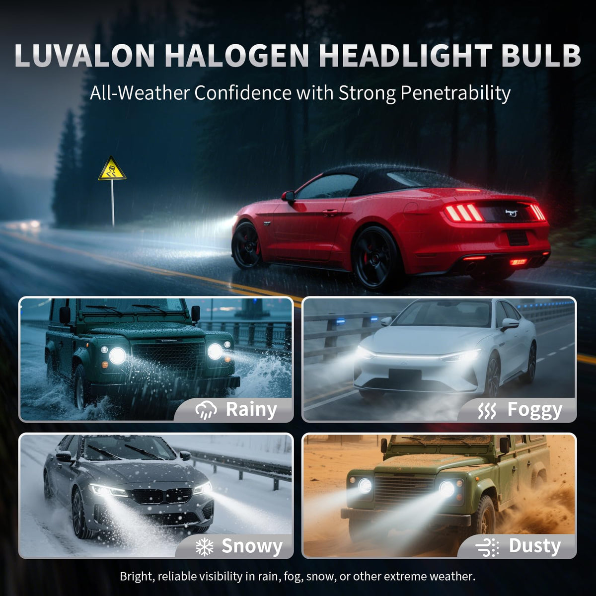 H4 Halogen Headlight Bulb 6000K Cool White Pack of 2 J799