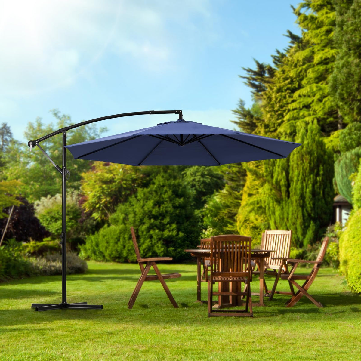 10ft Offset Hanging Patio Umbrella with Crank Lift & Tilt W35333