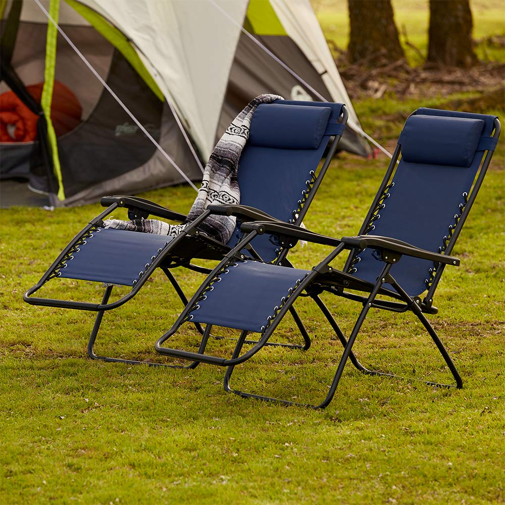 Blue 2 Pack Zero Gravity Folding Recliner Lounge Chair N596