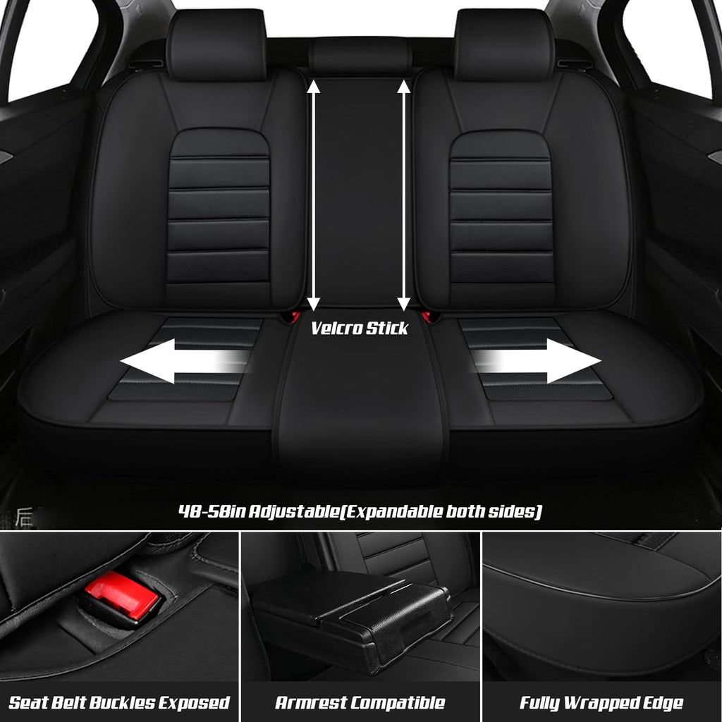 Waterproof Nappa Leather Car Seat Covers Standard 5 Seats Black & Red N941