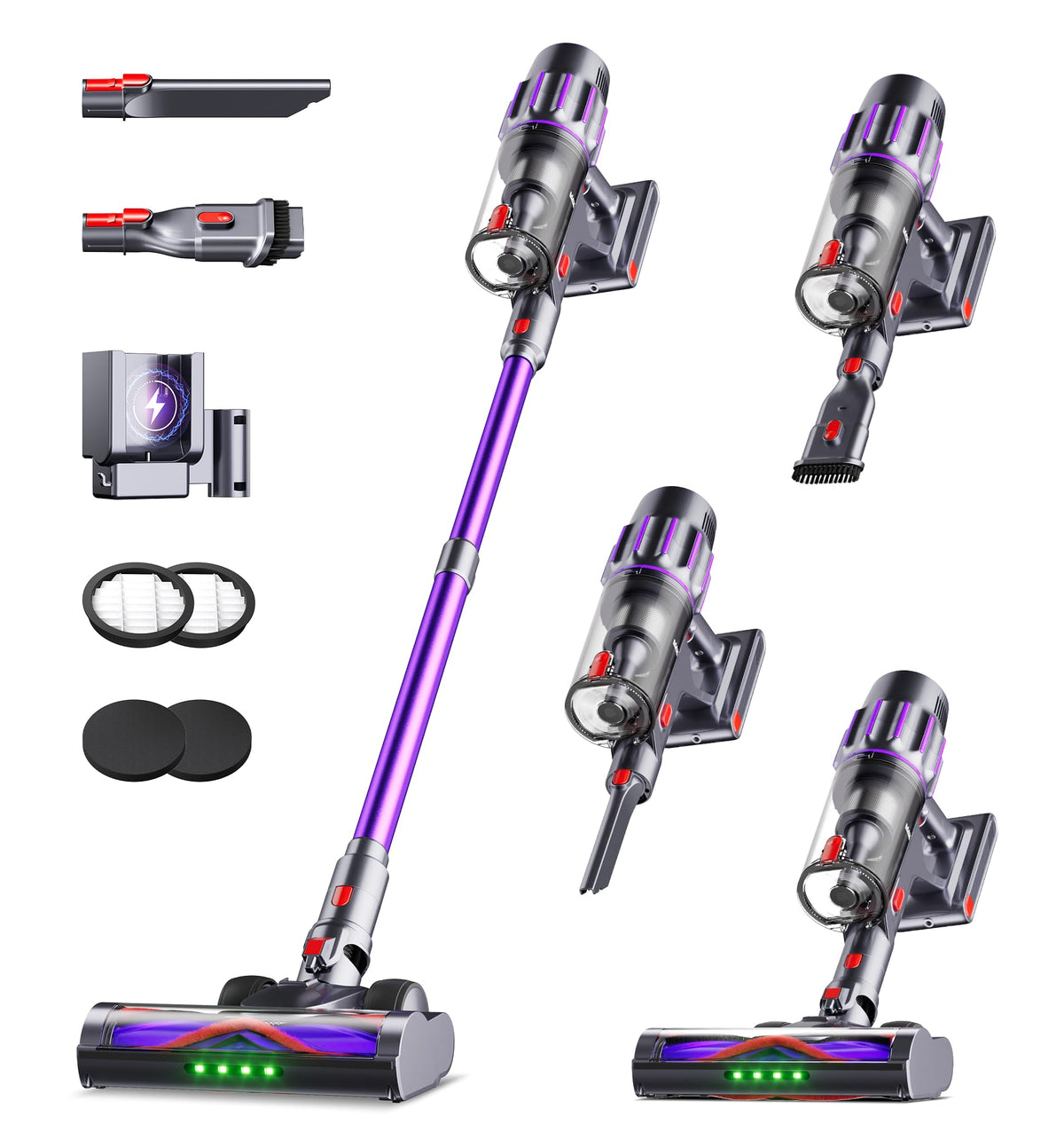 650W 55KPA Cordless Stick Vacuum with Smart Display X4945