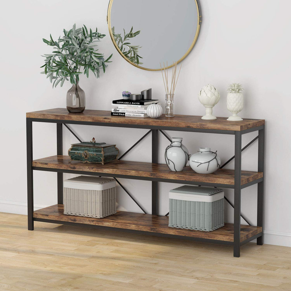 55 Inches 3 Tiers Console Table with Storage Shelves T5845