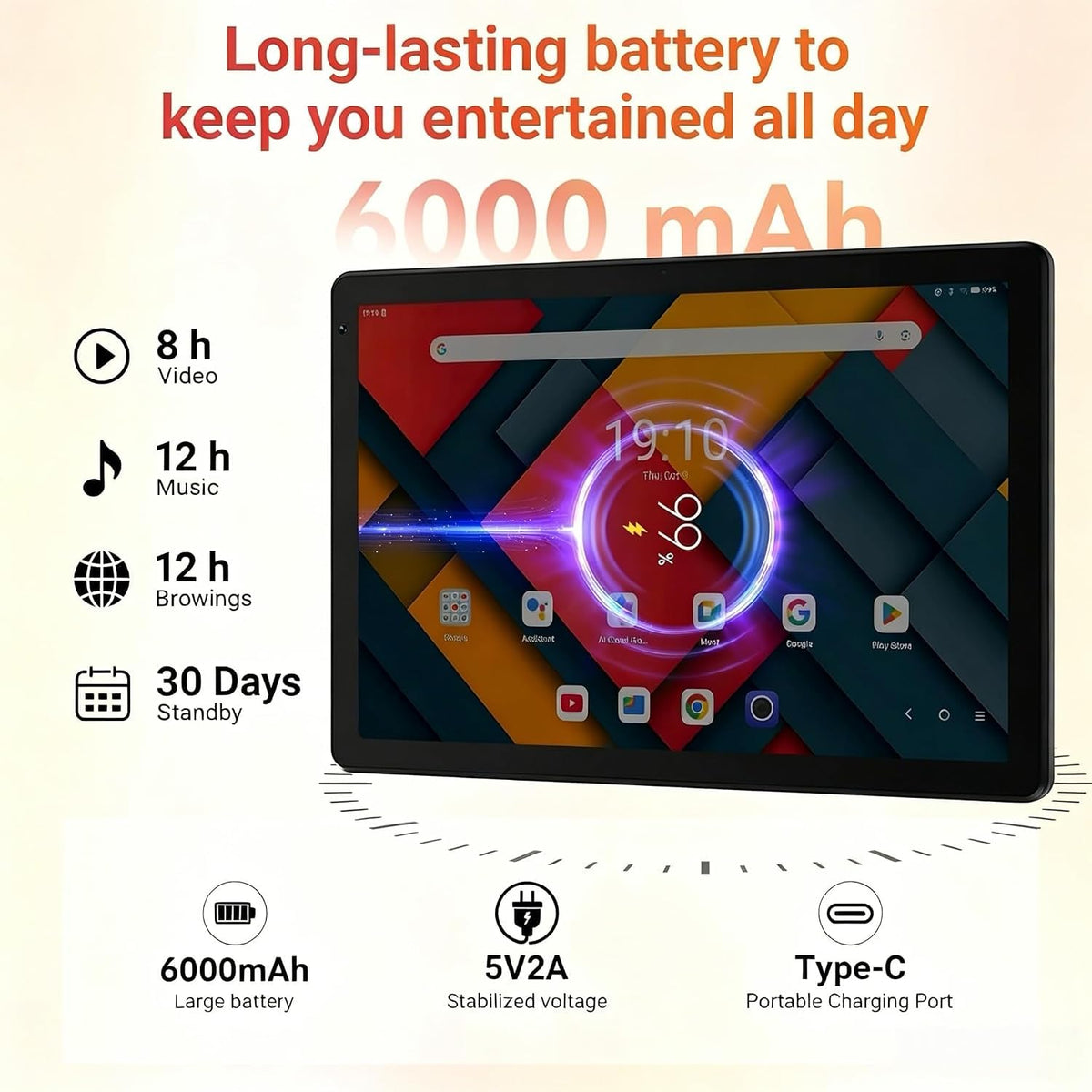 10.1" Android 16 Tablet Octa-core 36GB+128GB Dual Camera Y36472