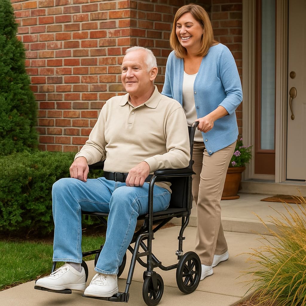 Folding Transport Wheelchair with Swing-Away Footrests L16336