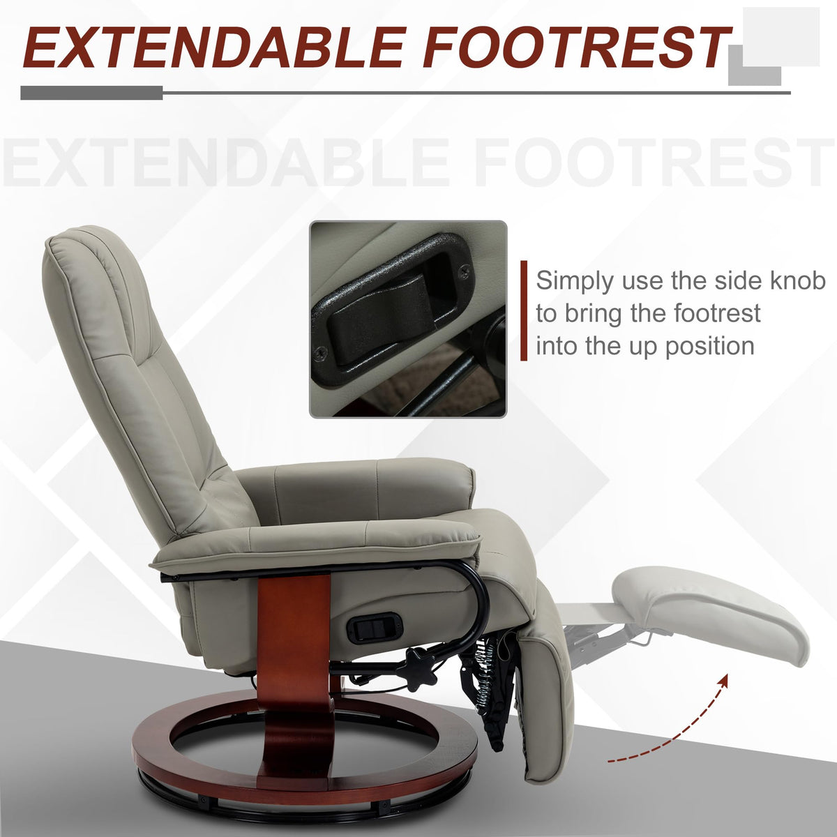Gray PU Leather Swivel Recliner Chair M396608