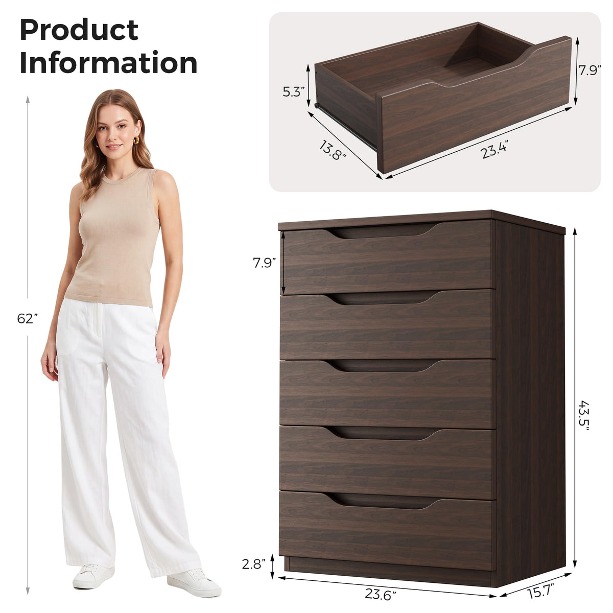 Brown 5 Drawer Dresser U59640