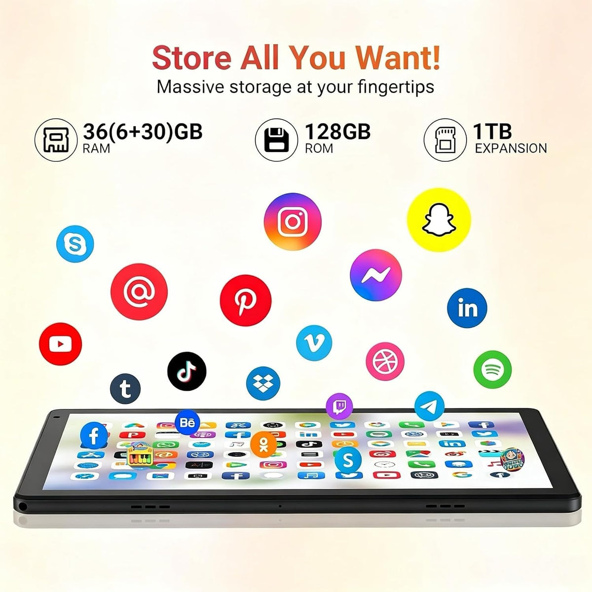 10.1" Android 16 Tablet Octa-core 36GB+128GB Dual Camera Y36472