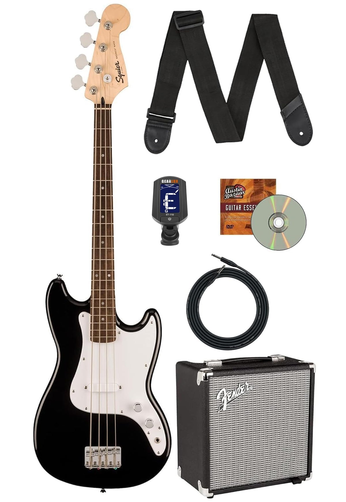 Black Bass Guitar with Amplifier and Cable Z15982