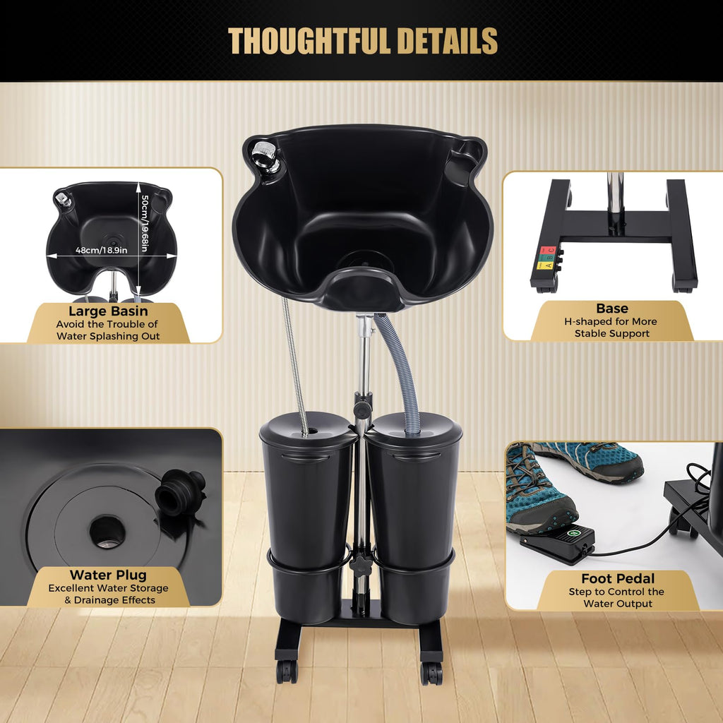 Portable Electric Pump Shampoo Basin with 2 Buckets B307028