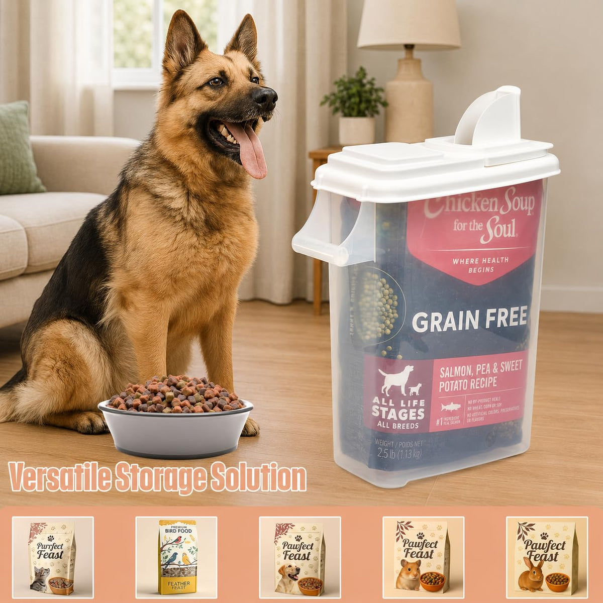 Airtight Pet Food Storage Container 32 Quart with Pour Spout H103657