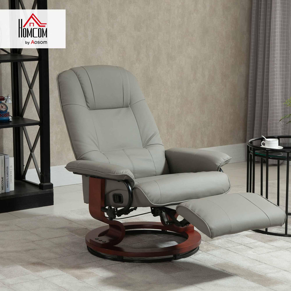 Gray PU Leather Swivel Recliner Chair M396608