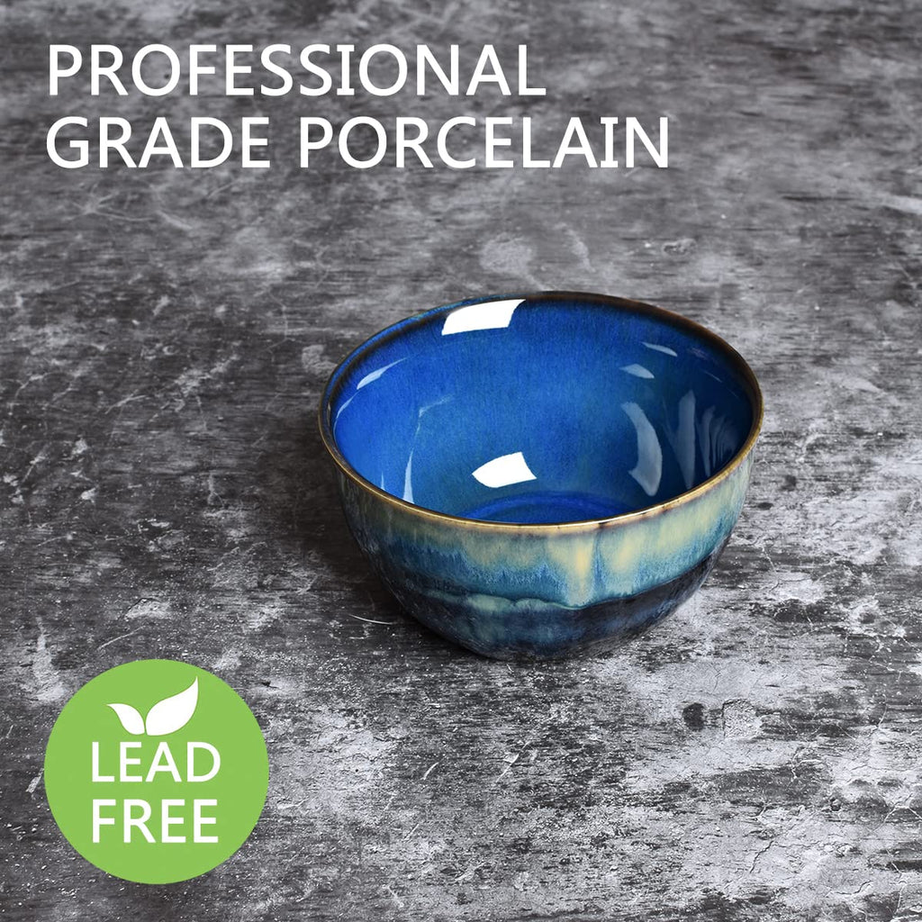 Blue Stoneware Cereal Bowls Set of 4, 26 Oz B5662