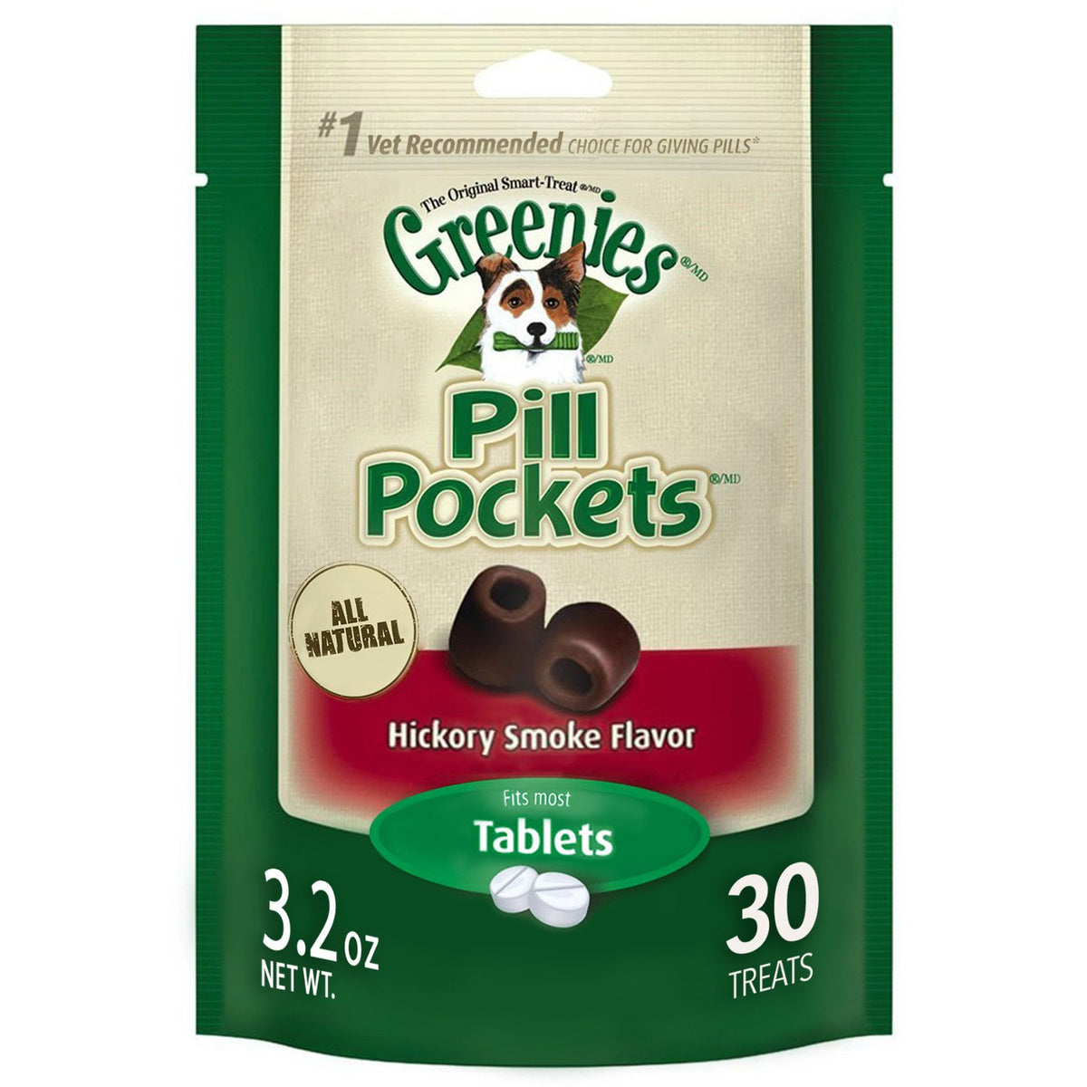 Hickory Smoke Tablet Size Dog Treats 30 Count Pack of 6 W2417