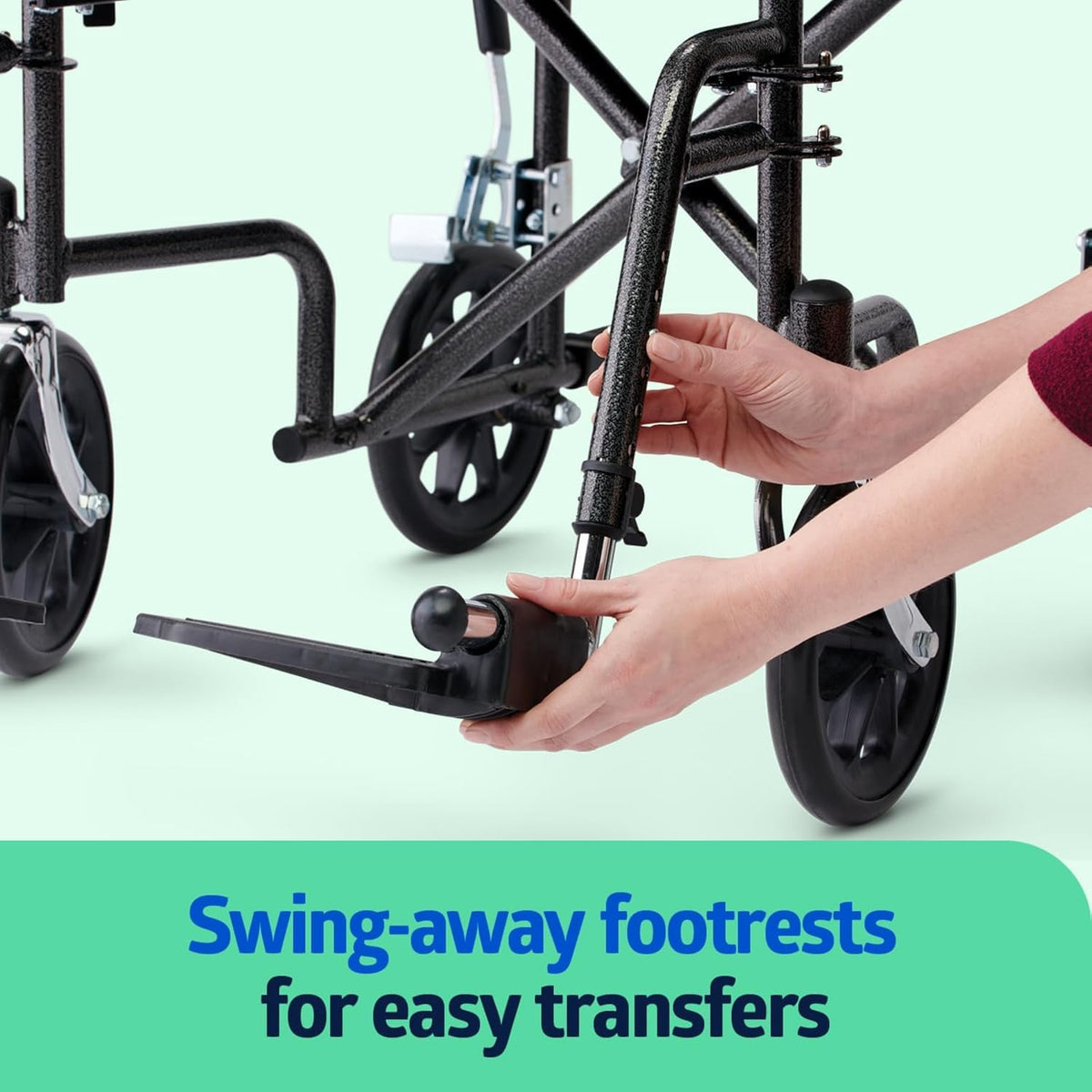 Folding Transport Wheelchair with Swing-Away Footrests L16336