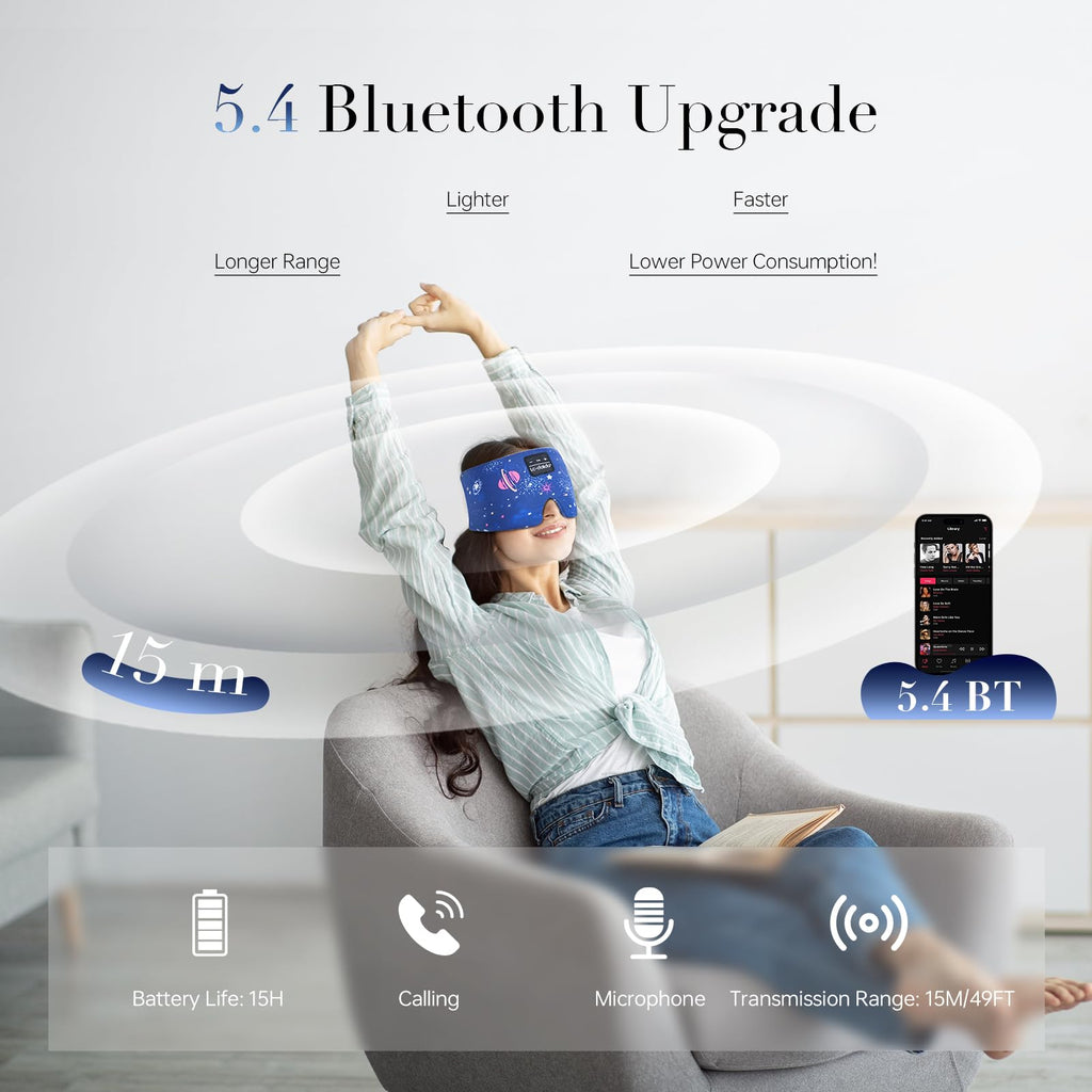 Sleep Mask with Bluetooth Headphones and Silk Sleep Mask L975