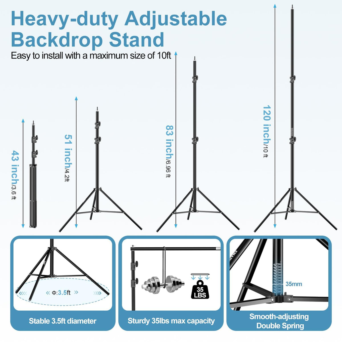 10x10Ft Heavy Duty Adjustable Backdrop Stand G703