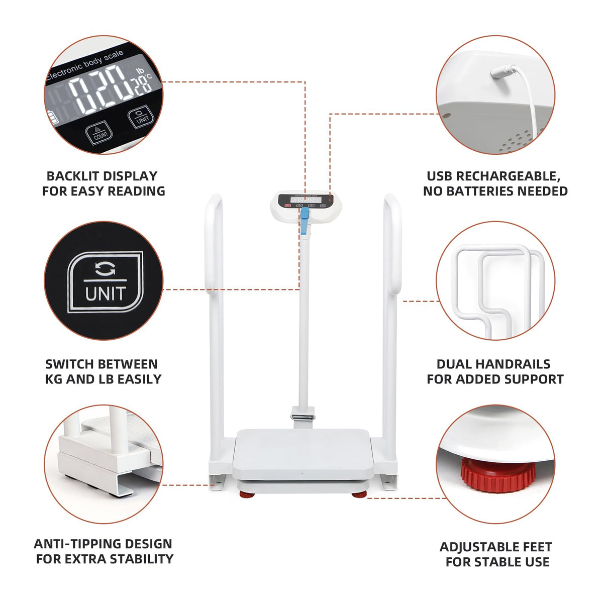 Scale with Handle 485lbs Weight Capacity HD LED Display J839889