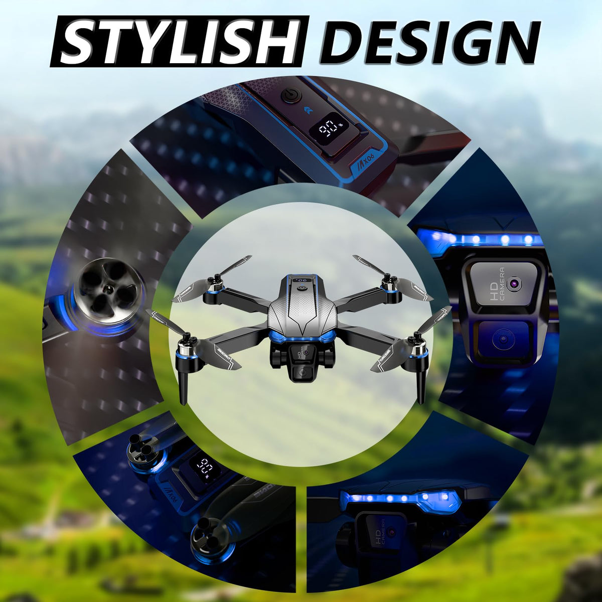 Foldable Mini FPV Drone with 1080P Camera, Carrying Case, 2 Batteries E1858