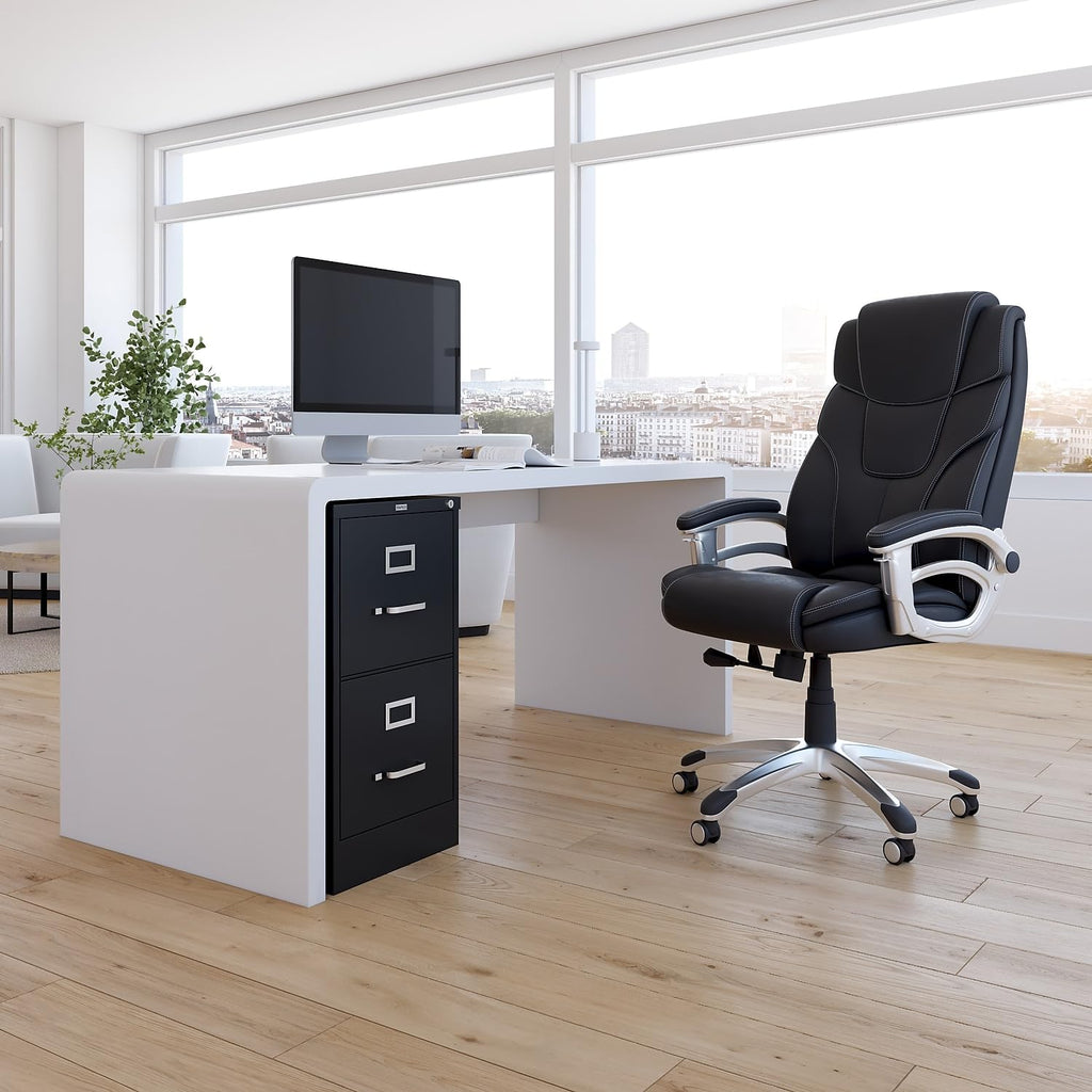 Black 2 Drawer Letter Size Lockable File Cabinet O683257