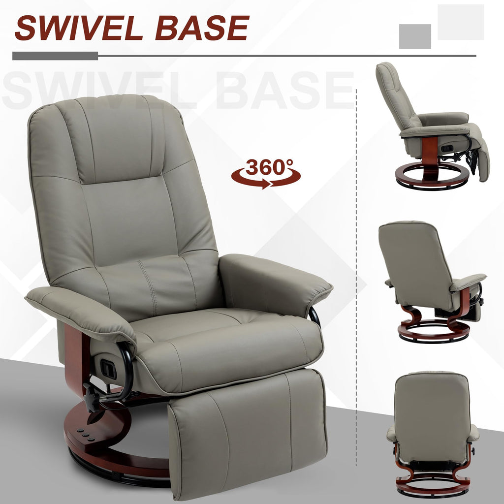 Gray PU Leather Swivel Recliner Chair M396608