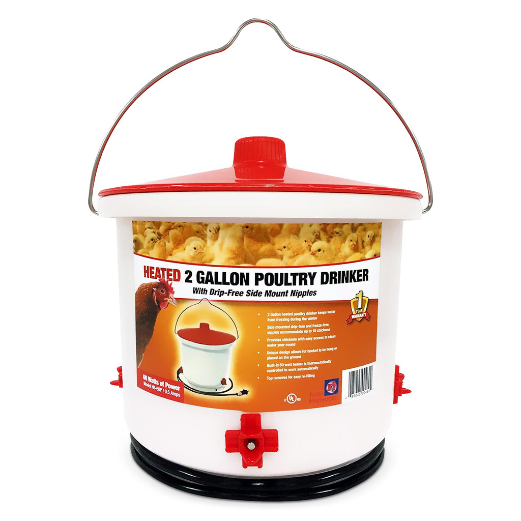 Heated Poultry Waterer Drinker 2-Gal 60W V444939