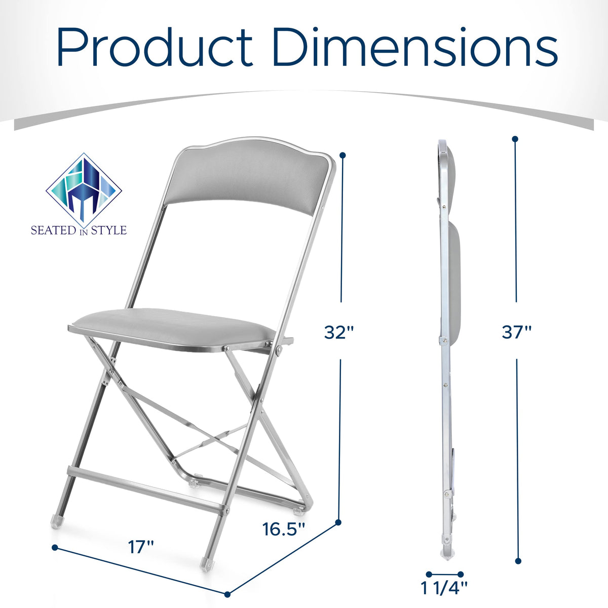 Folding Chairs with Padded Seats 4 Pack Heavy-Duty Steel Frame Q410707