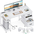 51 Inch White Computer Desk with Drawers H811