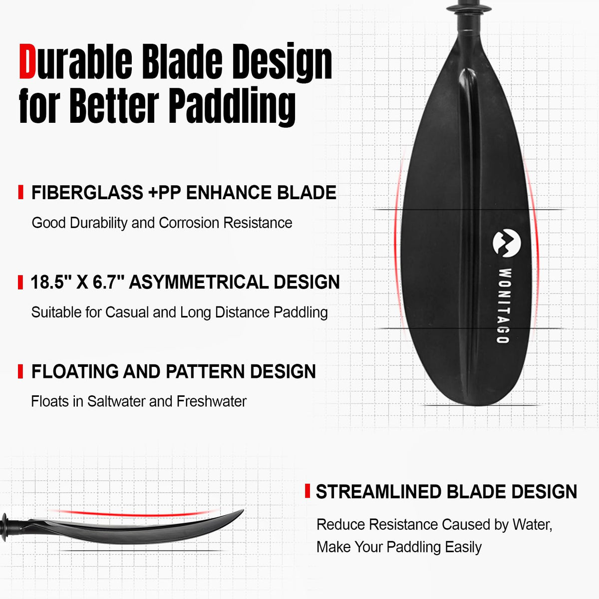 Adjustable Lightweight Carbon Fiber Kayak Paddle J2011