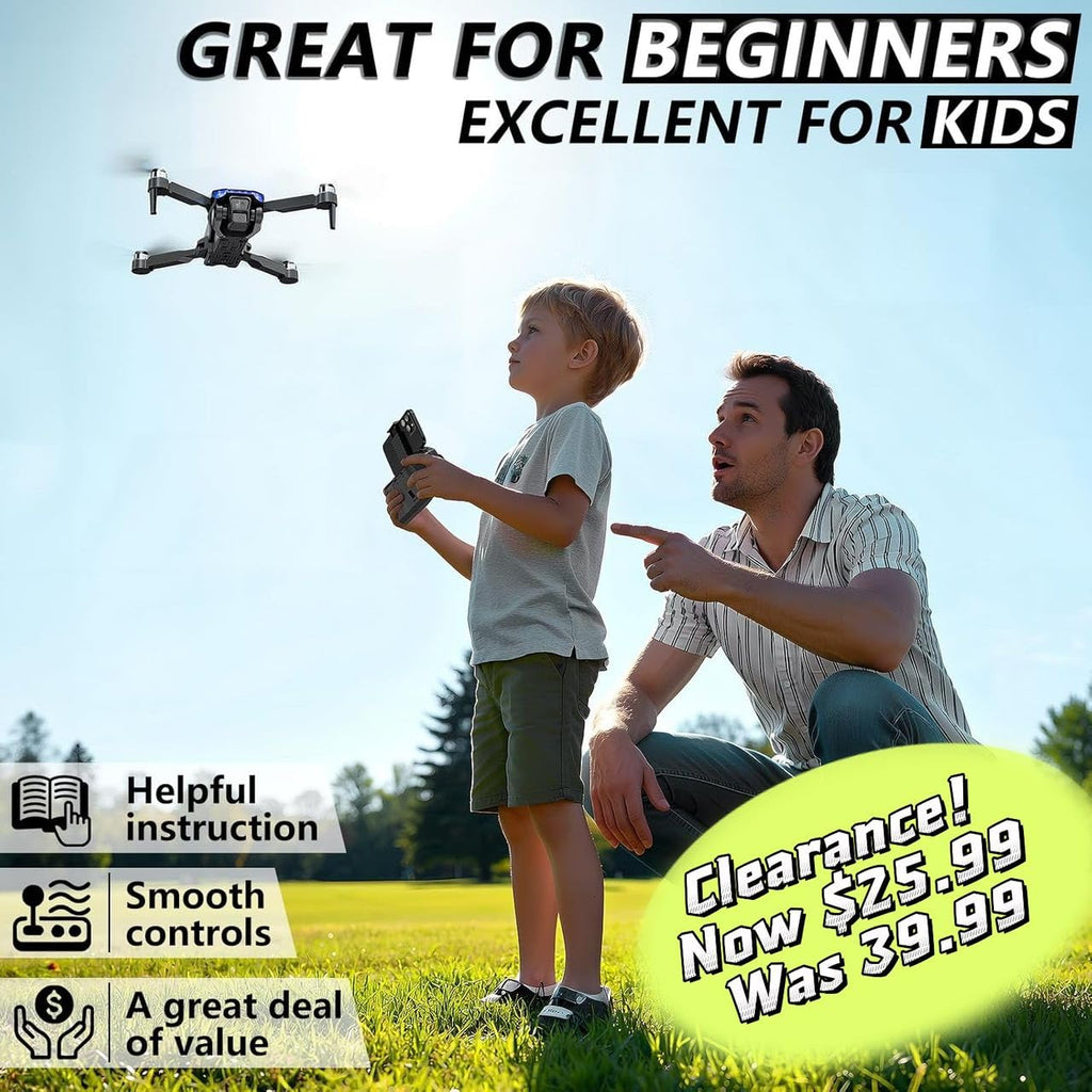 Foldable Mini FPV Drone with 1080P Camera, Carrying Case, 2 Batteries E1858