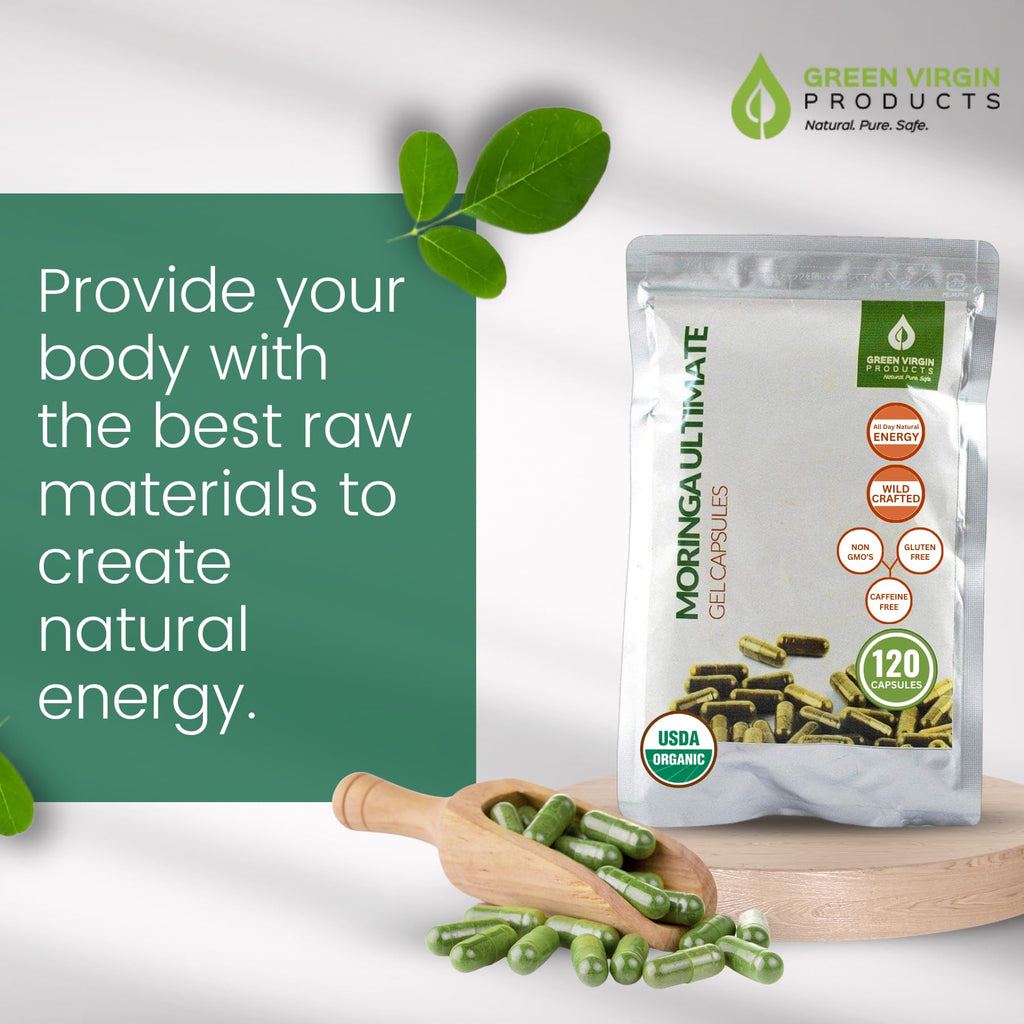 Organic Moringa Leaf Powder Vegan Capsules I85307