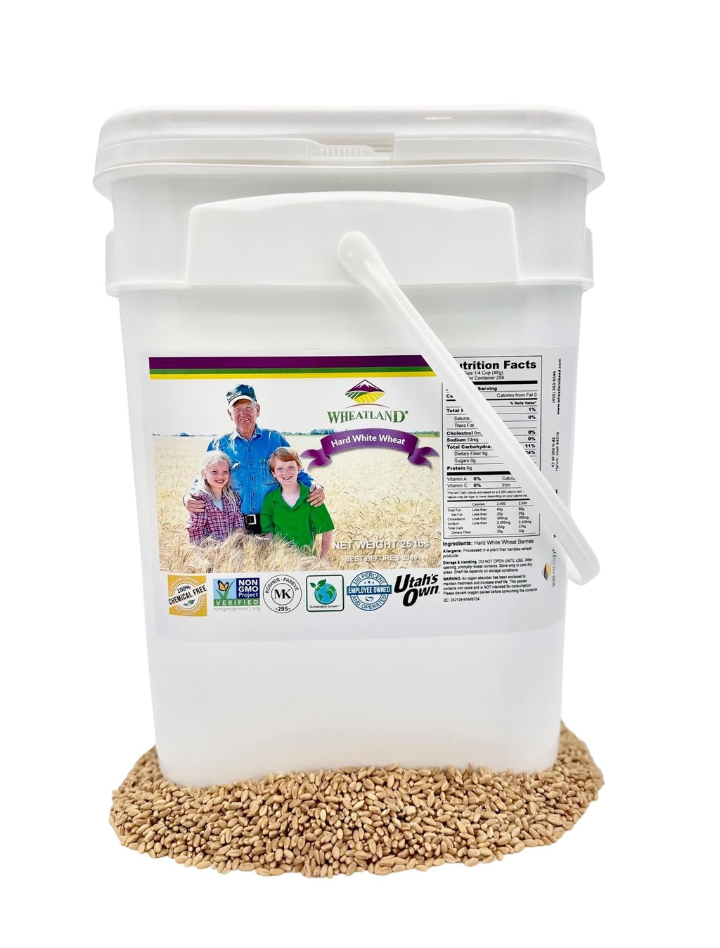 Hard White Wheat Berries 25 lb Bulk Non GMO W5964