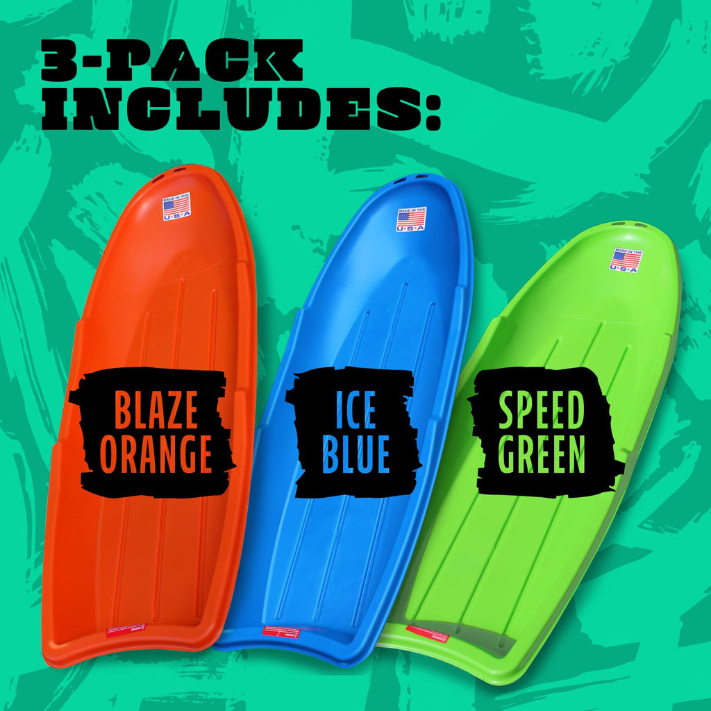 48 Inch Toboggan Style Plastic Snow Sled 3-Pack G61138