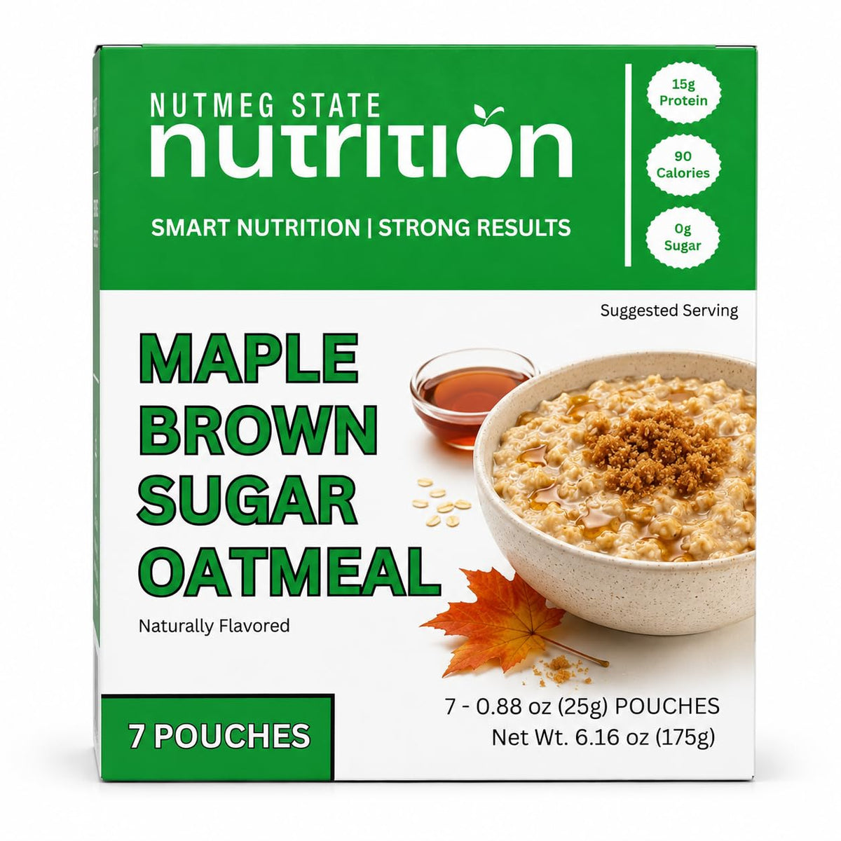 High Protein Instant Oatmeal Mix, 15g Protein, 7 Servings, Maple Brown Sugar D9324