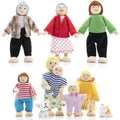 Wooden Dollhouse Dolls Family Set of 8 Miniature Figures and 2 Pets D2759
