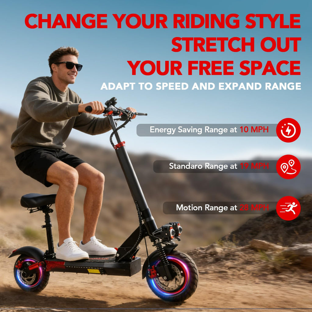Electric Scooter with Seat, 1200W Motor, 28 MPH Top Speed W658155