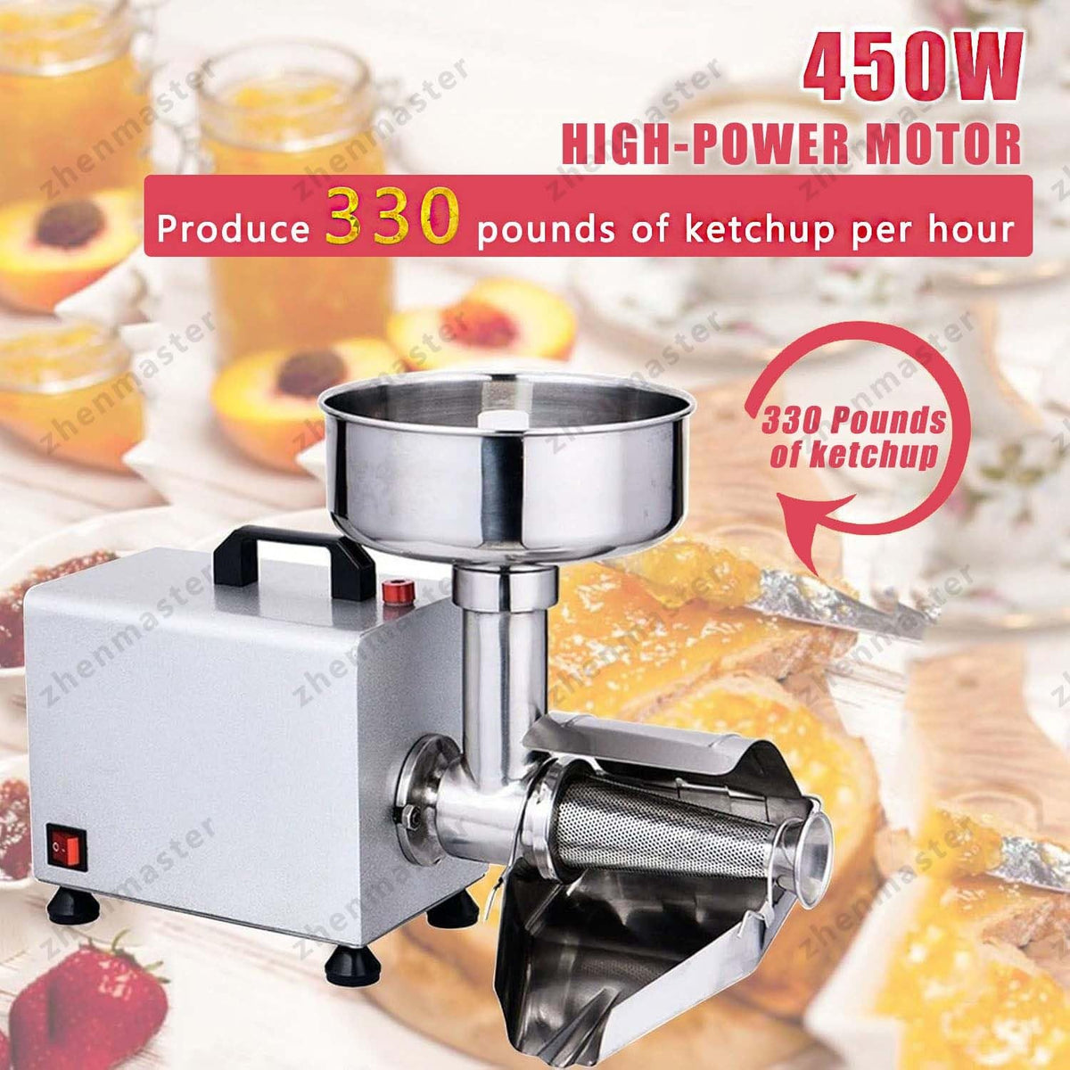 450W Stainless Steel Electric Tomato Strainer and Sauce Maker J1906