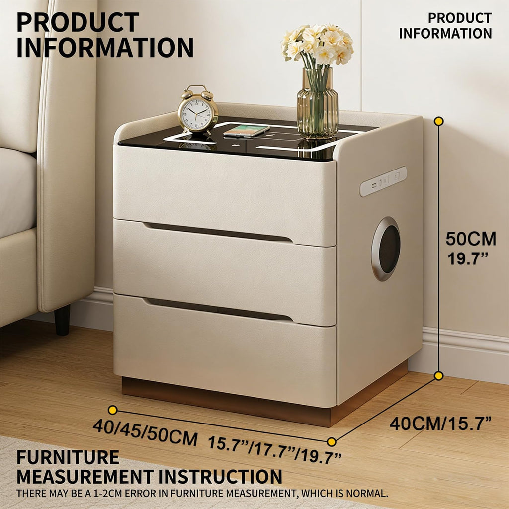 Dark Grey LED Nightstand with Wireless Charging B524
