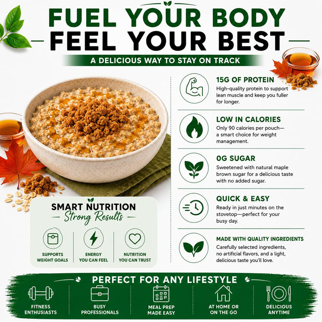 High Protein Instant Oatmeal Mix, 15g Protein, 7 Servings, Maple Brown Sugar D9324