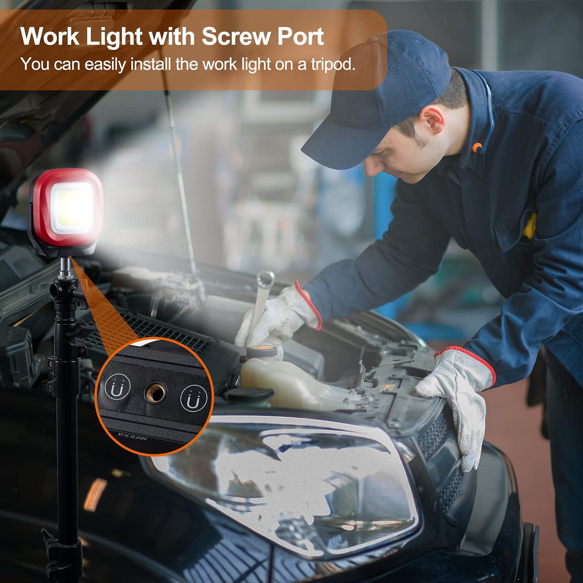 Magnetic Work Light, 42 LEDs 1000 Lumens Rechargeable Portable Inspection Light (2 PCS) I438540