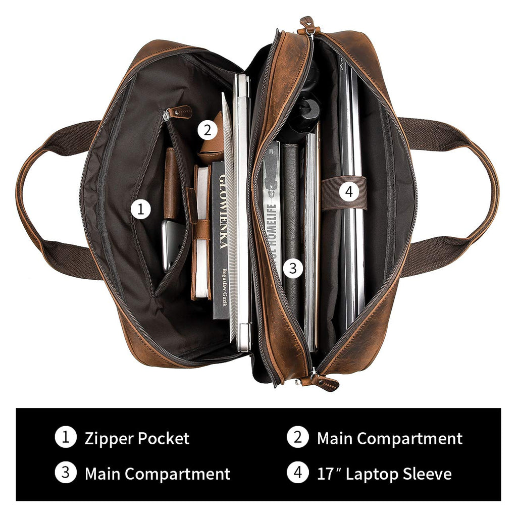 Leather 16" Laptop Briefcase with Luggage Strap C861