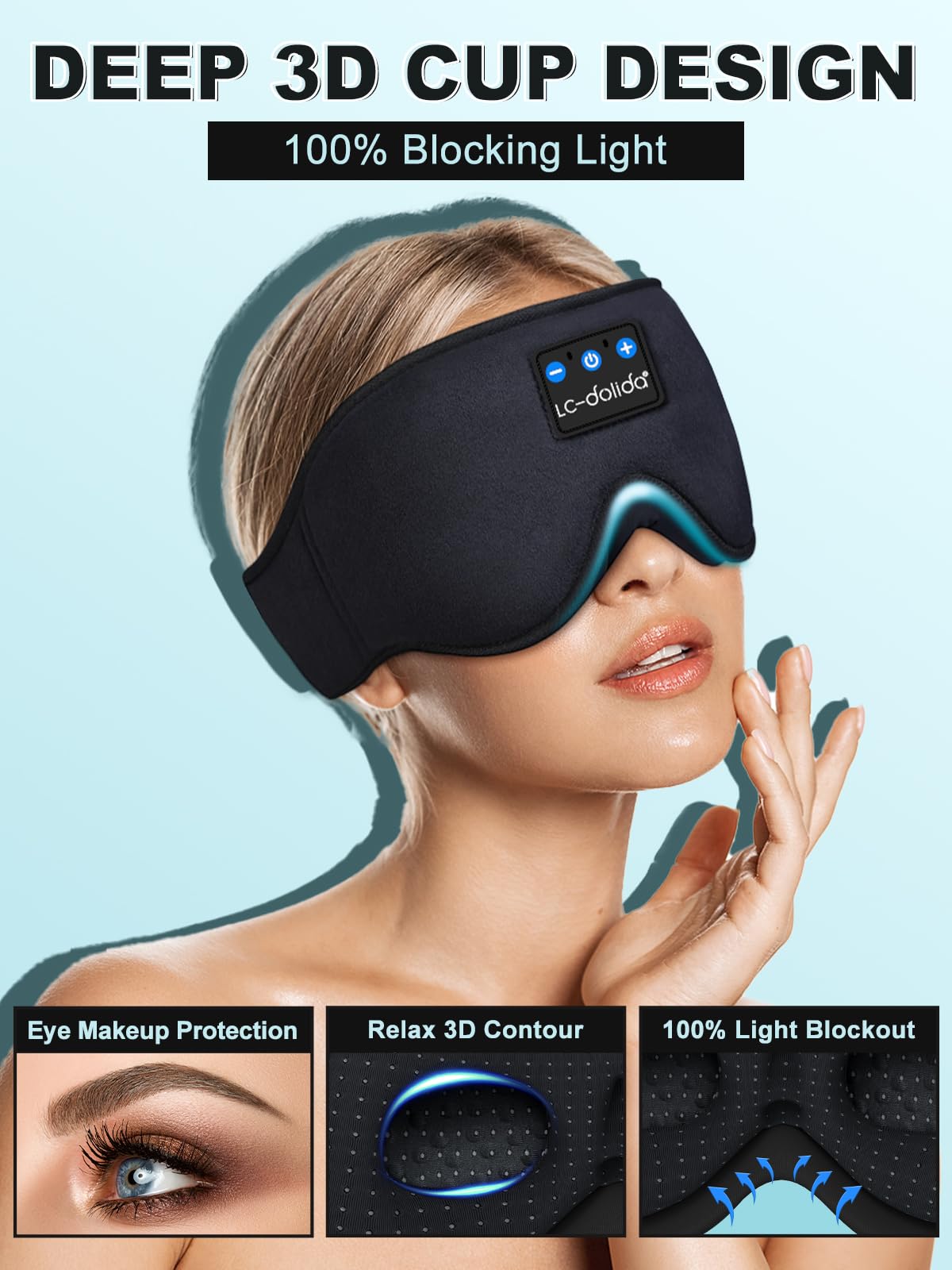 Sleep Mask with Bluetooth Headphones and Silk Sleep Mask L975